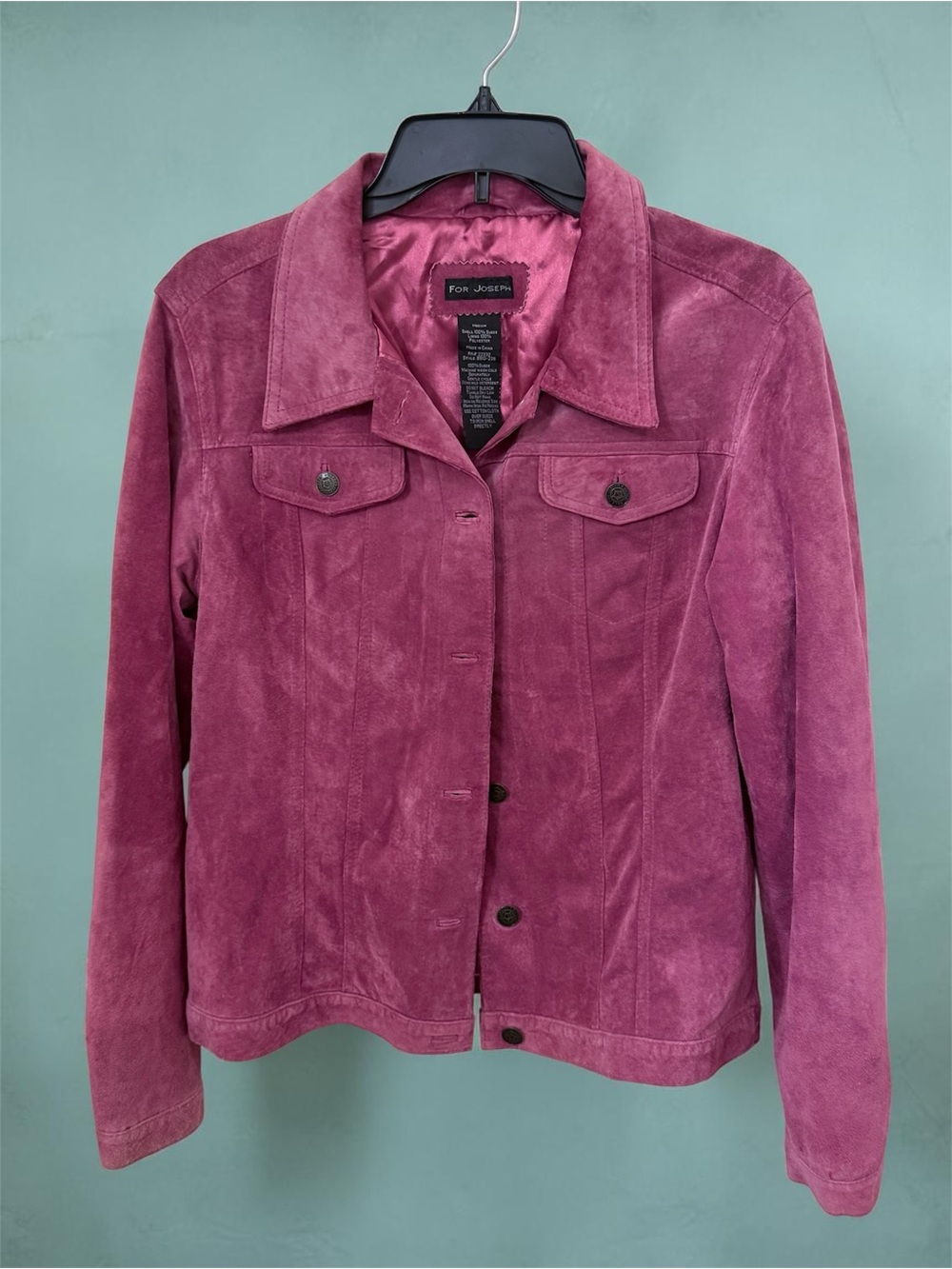 Joseph Rose Suede Button-Front Trucker Jacket